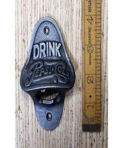 BOTTLE OPENER WALL MOUNTED DRINK PEPSI CAST ANTIQUE IRON