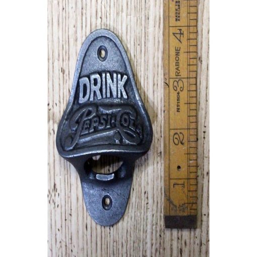 BOTTLE OPENER WALL MOUNTED DRINK PEPSI CAST ANTIQUE IRON