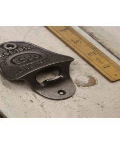 BOTTLE OPENER WALL MOUNTED ESSO CAST ANTIQUE IRON