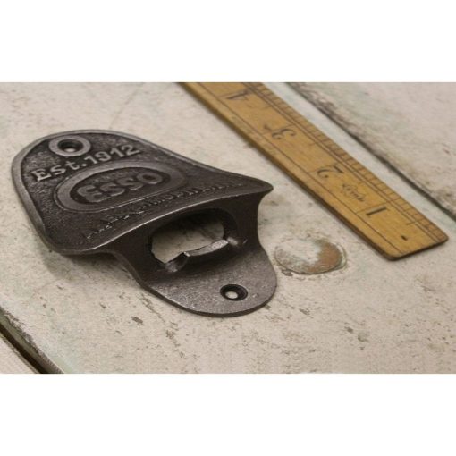 BOTTLE OPENER WALL MOUNTED ESSO CAST ANTIQUE IRON