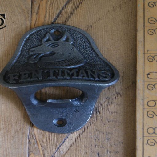 BOTTLE OPENER WALL MOUNTED FENTIMANS CAST ANTIQUE IRON