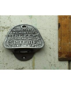 BOTTLE OPENER WALL MOUNTED SPITFIRE CAST ANTIQUE IRON