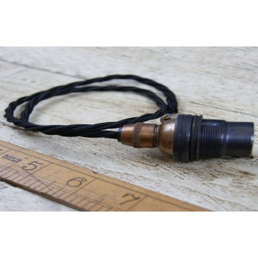 BULB HOLDER FITTING BRONZE WITH 3 CORE BRAIDED WIRE (500MM)