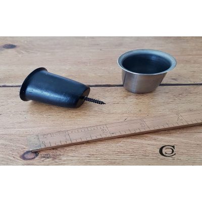 CANDLE HOLDER CUP WITH WOOD SCREW BLACK WAX 25MM / 1 DIA