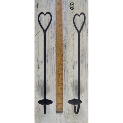 CANDLE HOLDER HEART WALL MOUNT H/F BLACK BEESWAX 250MM / 10