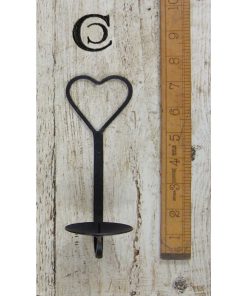 CANDLE HOLDER HEART WALL MOUNTED H/F B/WAX SPIKE 180MM/7