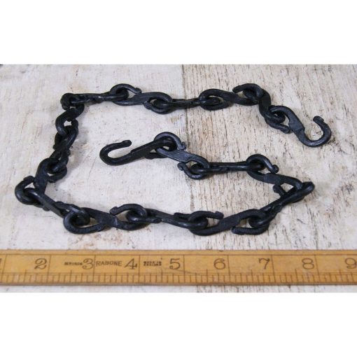 CHAIN HAND FORGED BLACK BEESWAX WITH SMALL HOOKS 700MM