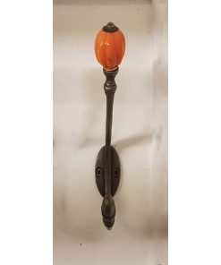 COAT HOOK ALBANY ACORN ORANGE CERAMIC SHELL TIP ANT IRON 5