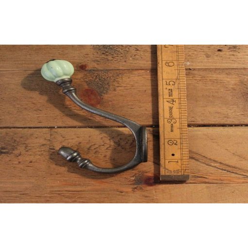 COAT HOOK ALBANY ACORN SPRING GREEN CERAMIC TIP ANT IRON 5