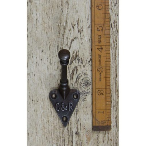 COAT HOOK ARTS & CRAFTS SINGLE C & R ANTIQUE IRON 100MM