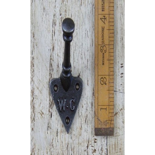 COAT HOOK ARTS & CRAFTS SINGLE W.C. ANTIQUE IRON 100MM