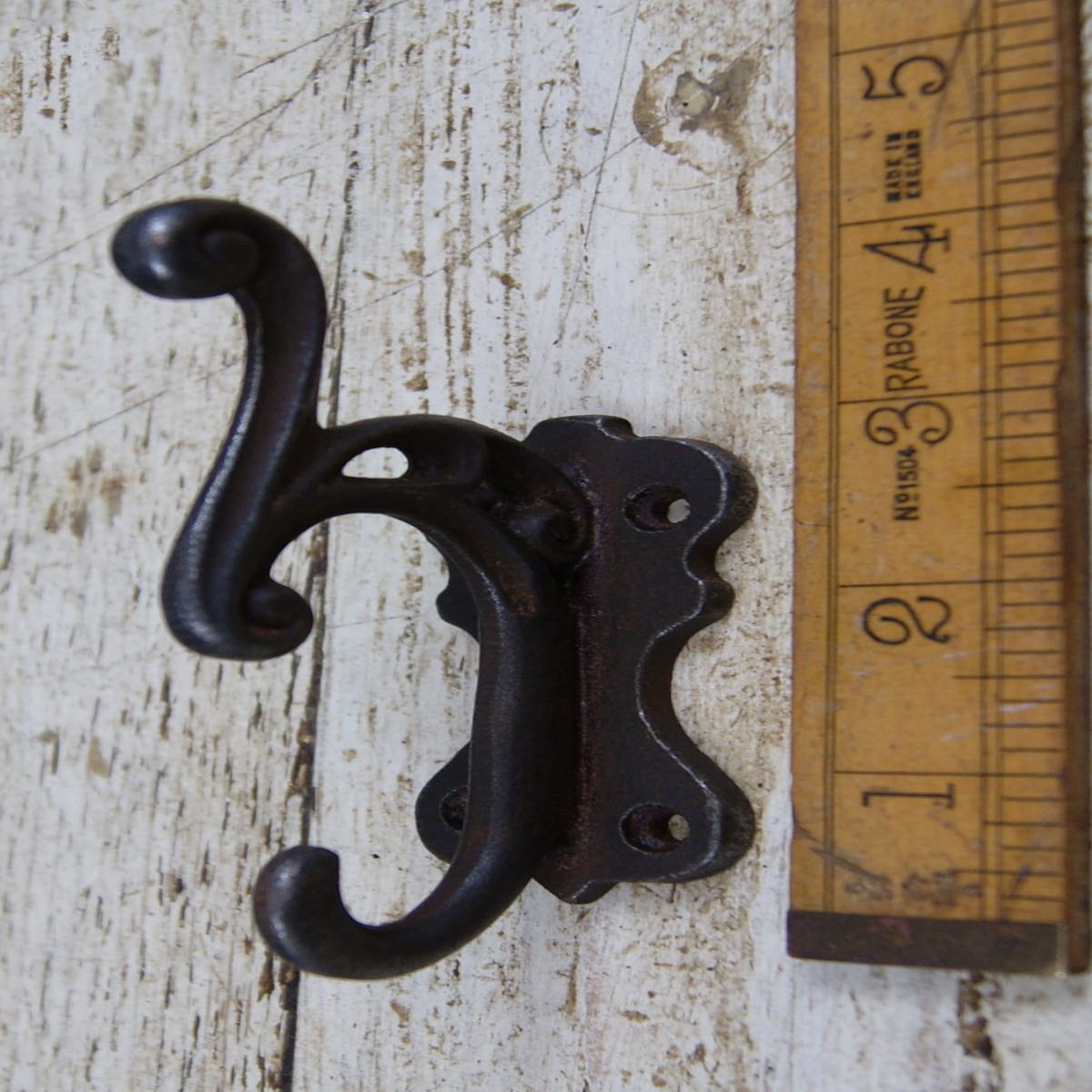 Coat Hook Decorative Scroll Cast Antique Iron 100 mm 4 Hole