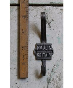 COAT HOOK DOUBLE 2 PART MADE IN BRITAIN ANT IRON 110MM