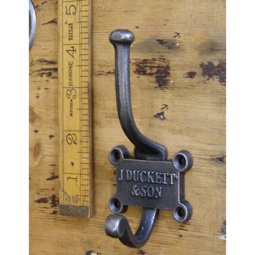 COAT HOOK DOUBLE 2 PART RETRO J DUCKETT ANT IRON 125MM