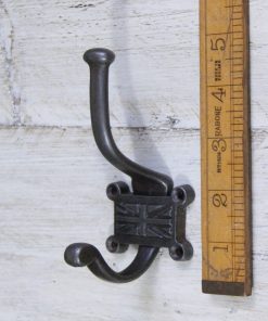 COAT HOOK DOUBLE 2 PART RETRO UNION JACK CAST ANT IRON 125MM