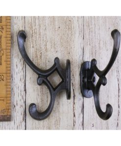 COAT HOOK DOUBLE ADDISON 2 HOLE CAST ANT IRON 4.5 / 105MM