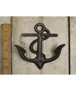 COAT HOOK DOUBLE ANCHOR ROPE DESIGN ANT IRON 130MM