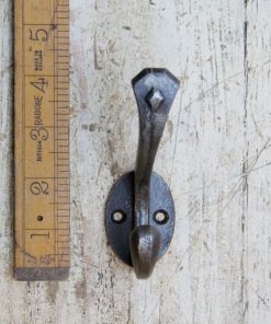 COAT HOOK DOUBLE DIAMOND CAST ANTIQUE IRON 96MM