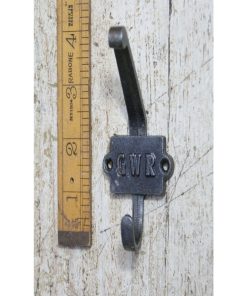 COAT HOOK DOUBLE GWR 2-PART 2 HOLE CAST ANT IRON 110MM /4.5