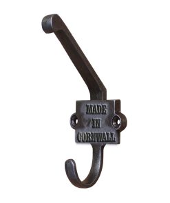 COAT HOOK DOUBLE MADE IN CORNWALL 2 PART 2 HOLE CAST IRON