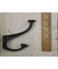 COAT HOOK DOUBLE RIDGED CAST ANTIQUE IRON HEIMA 125MM