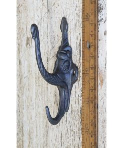 COAT HOOK ELEPHANT EYES CAST ANTIQUE IRON SIZE 4 / 100MM