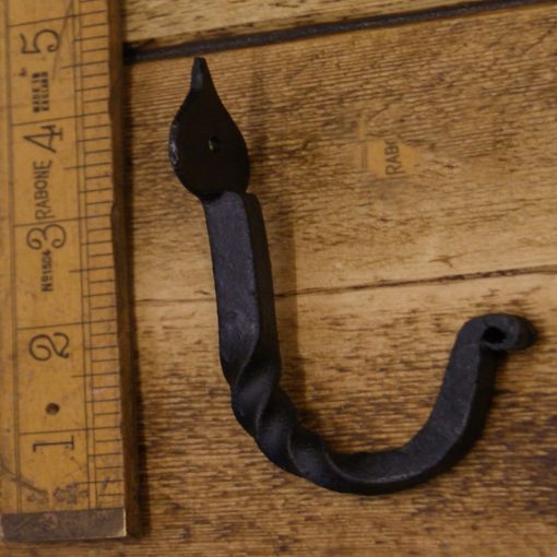 COAT HOOK HANDFORGED TWISTED BLACK WAX 80MM