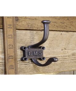 COAT HOOK RETRO LMS 2 PART 4 SCREW HOLE ANTIQUE IRON 125MM