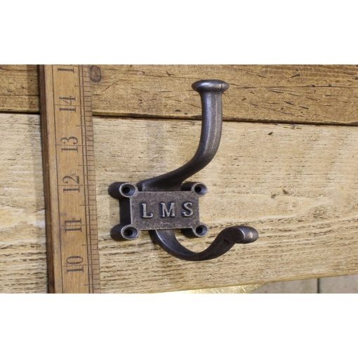 COAT HOOK RETRO LMS 2 PART 4 SCREW HOLE ANTIQUE IRON 125MM