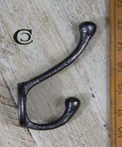 COAT HOOK ROUND RIVEN VICTORIAN 2 HOLE CAST ANT IRON 5