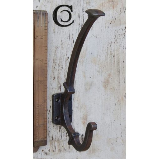 COAT HOOK – SPOON HEAD CAST 4 HOLE ANTIQUE IRON 150MM / 6