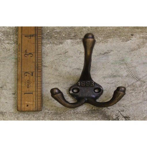 COAT HOOK TRIPLE 1883 ANTIQUE COPPER 90MM