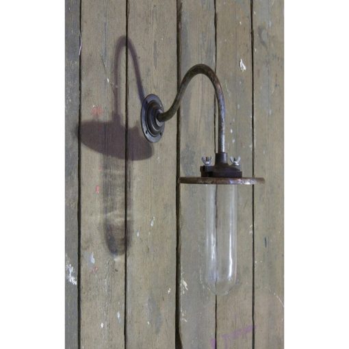COUGHTRIE WALL MOUNTED SWAN NECK LAMP IRON 90 DEG C/W GLASS