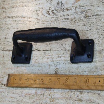 DOOR PULL HANDLE RIVEN BLACK NON-HANDED SQUARE PLATE 265MM