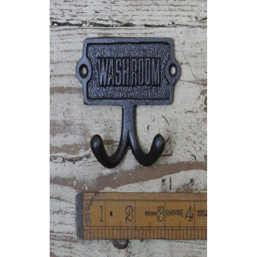 DOUBLE ROBE HOOKS WITH PLAQUE WASHROOM ANT IRON 3.5 / 90MM