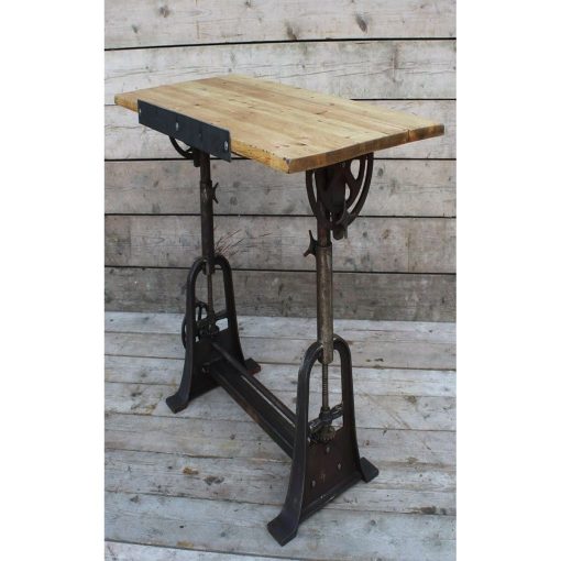 DRAUGHTSMAN’S TABLE SWIVEL TOP ADJUSTABLE HEIGHT CAST IRON