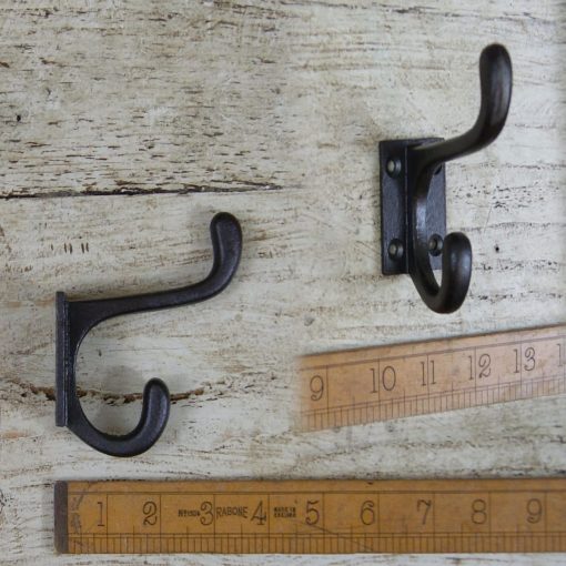 HALL STAND HOOK MINI SMALL CAST ANTIQUE IRON 90MM