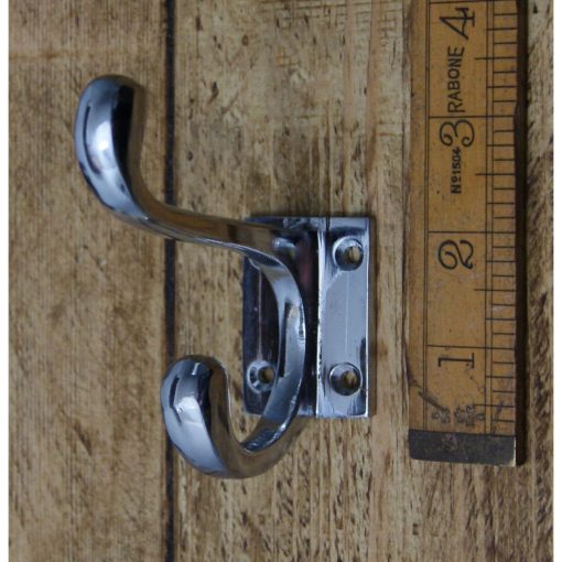 HALL STAND HOOK MINI SMALL CHROME ON CAST IRON 90MM