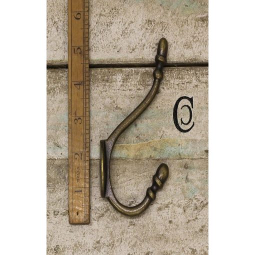 HAT & COAT HOOK ACORN 2 HOLE ANTIQUE BRASS 130MM / 5