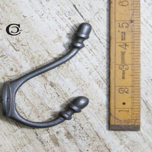 HAT & COAT HOOK ACORN 2 HOLE ANTIQUE IRON 130MM / 5