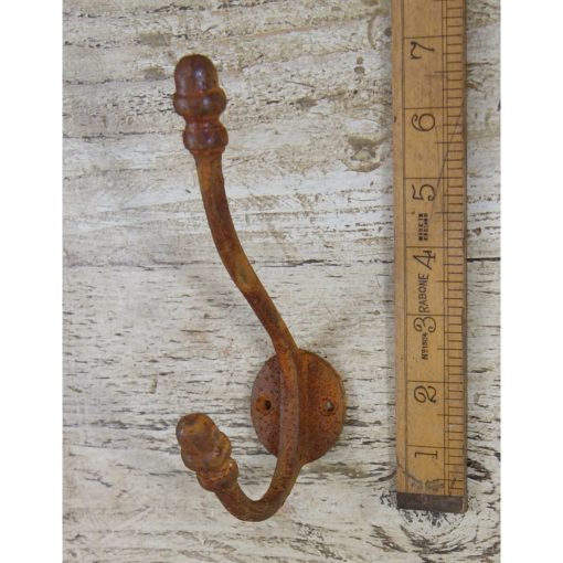 HAT & COAT HOOK ACORN CAST IRON RUST 175MM 2 HOLE