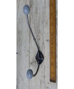 HAT & COAT HOOK LARGE ROSETTE DOUBLE FRENCH GREY 215MM