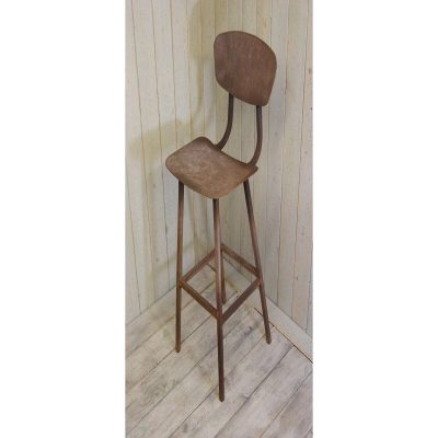 HIGH CHAIR BAR STOOL VINTAGE MS SEAT & BACK ANT RUST 700MM