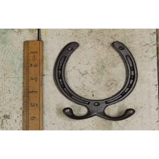 HORSESHOE COAT HOOK DOUBLE ROBE SYLE ANT IRON 6 X 4