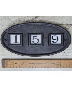 HOUSE WALL NUMBER PLAQUE FOR 3 X CERAMIC INSERTS IRON 150MM