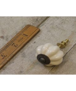 KNOB OFF WHITE CERAMIC ALBANY WITH ANT IRON BACK PLATE 35MM