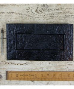 LETTER BOX PLATE RIVEN CAST IRON EPOXY BLACK 11 X 4