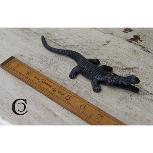 MATCH HOLDER TOOTH PICK ALIGATOR CAST ANTIQUE IRON 190MM