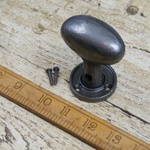 OVAL DOOR MORTISE KNOB SMOOTH ANT IRON 2.5 / 60MM UNSPRUNG