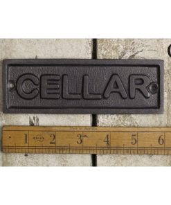 PLAQUE CELLAR CAST ANTIQUE IRON 45 X 152MM